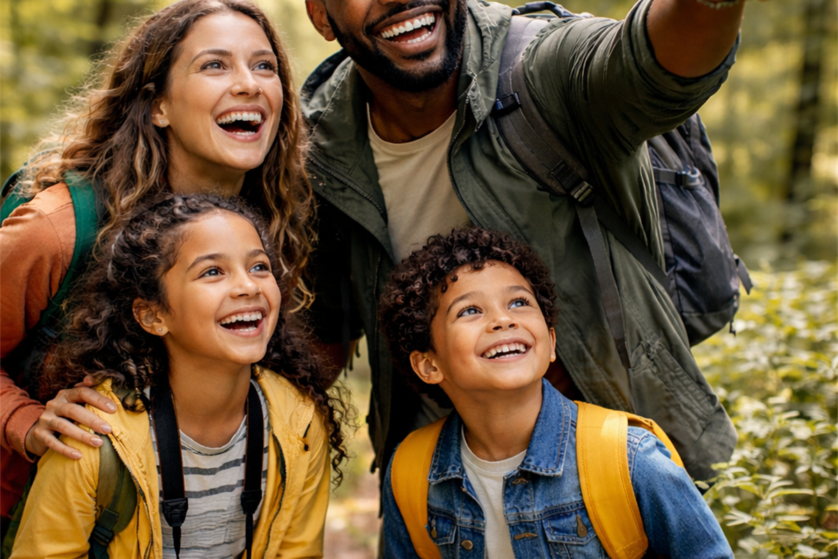 Family exploring outdoors together
